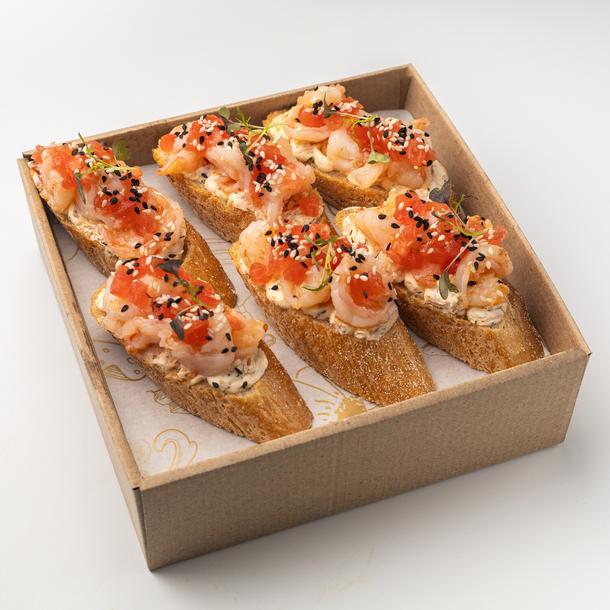 Сет брускетт с креветками