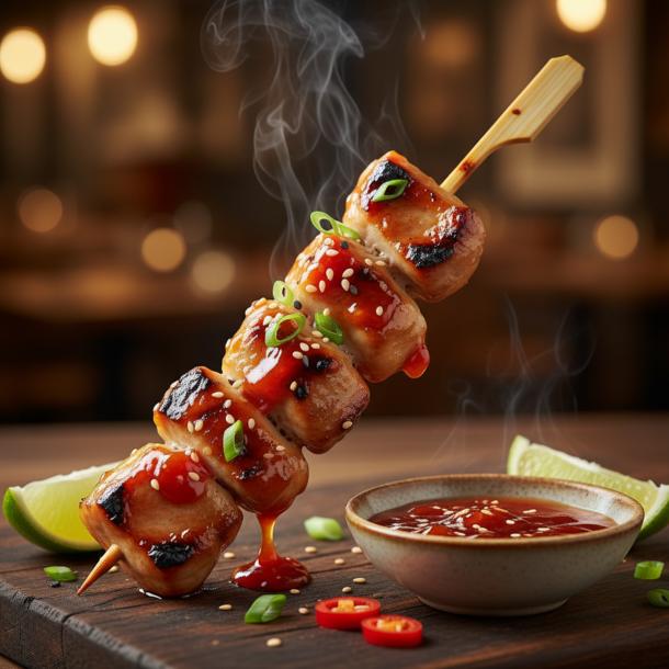 Мини-шашлычок из свинины в кисло-сладком соусе на шпажке Мини-шашлычок из свинины в кисло-сладком соусе на шпажке