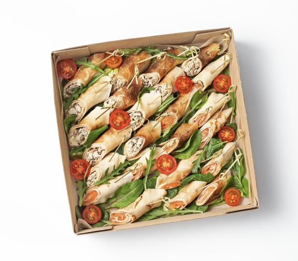 Ассорти рулетиков из блинчиков 24 шт. Ассорти рулетиков из блинчиков 24 шт.